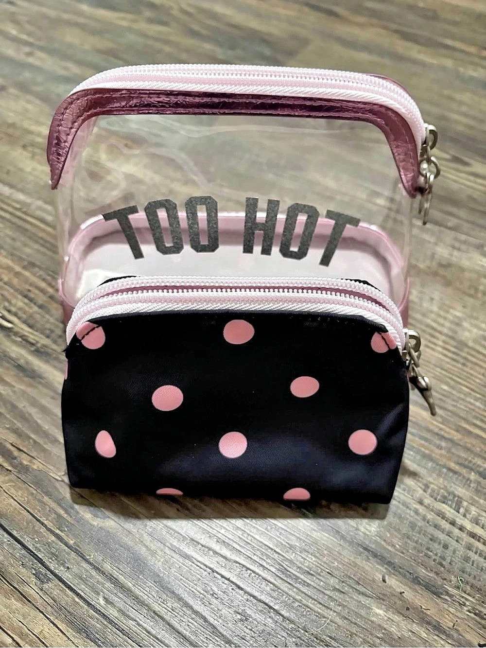 PINK Victoria's Secret Too Hot Makeup Bag Duo Set Pink & Black $20.00 Never Used